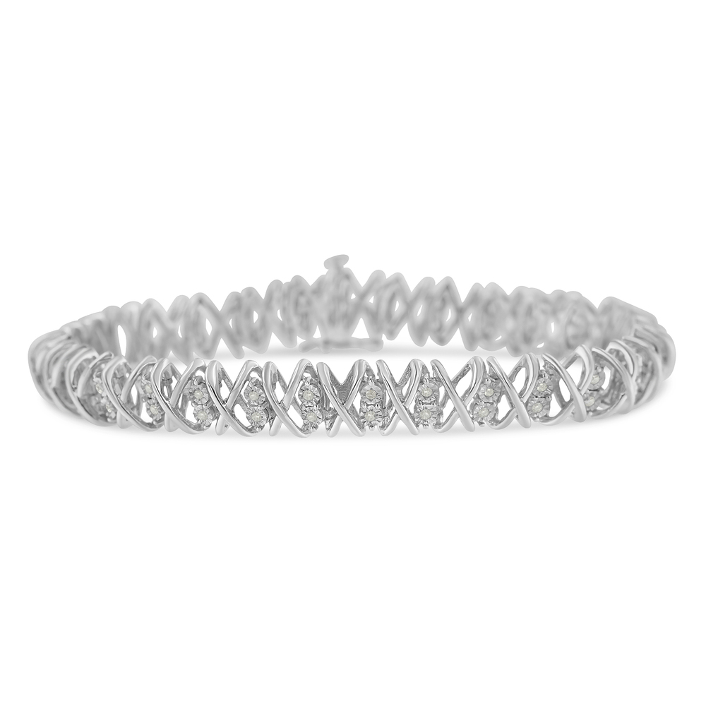 Sterling Silver rose-cut Diamond X-Link Bracelet (1 cttw, I-J Color, I2-I3